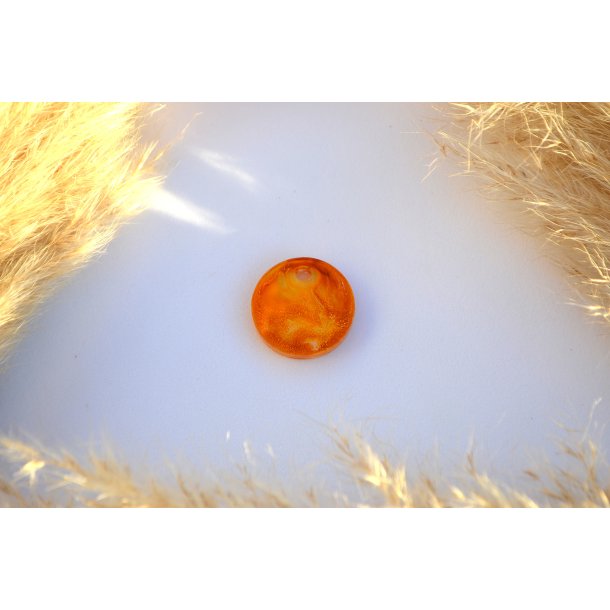 Hundetegn, mellem rund, orange/guld og hvid med effekt