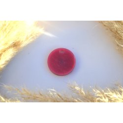 Hundetegn, stor rund, lyserd shimmer med glitter og blomst