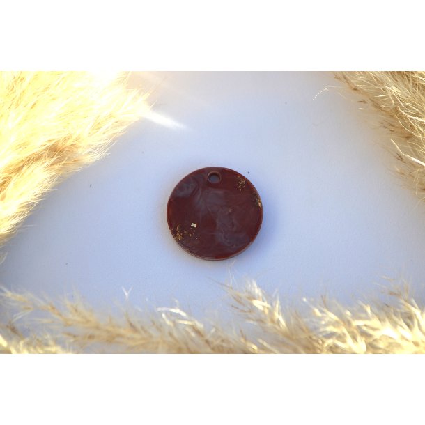 Hundetegn, stor rund, caramel, gr og bladguld