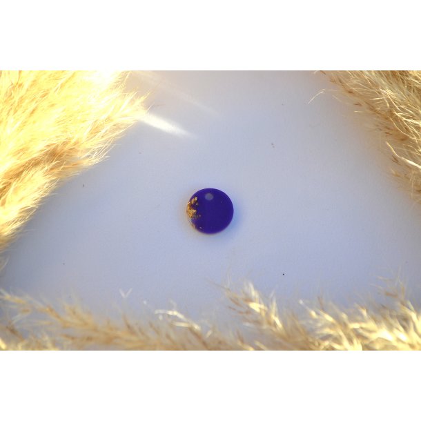 Hundetegn, mini rund, lilla shimmer, hvid og bladguld