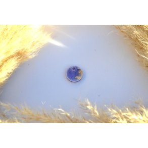 Hundetegn, mini rund, lilla shimmer, hvid og bladguld