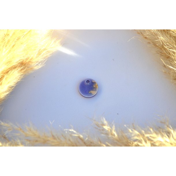 Hundetegn, mini rund, lilla shimmer, hvid og bladguld