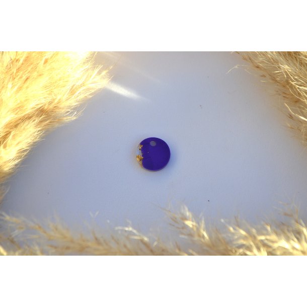 Hundetegn, mini rund, lilla shimmer, hvid og bladguld