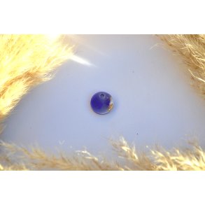 Hundetegn, mini rund, lilla shimmer, hvid og bladguld