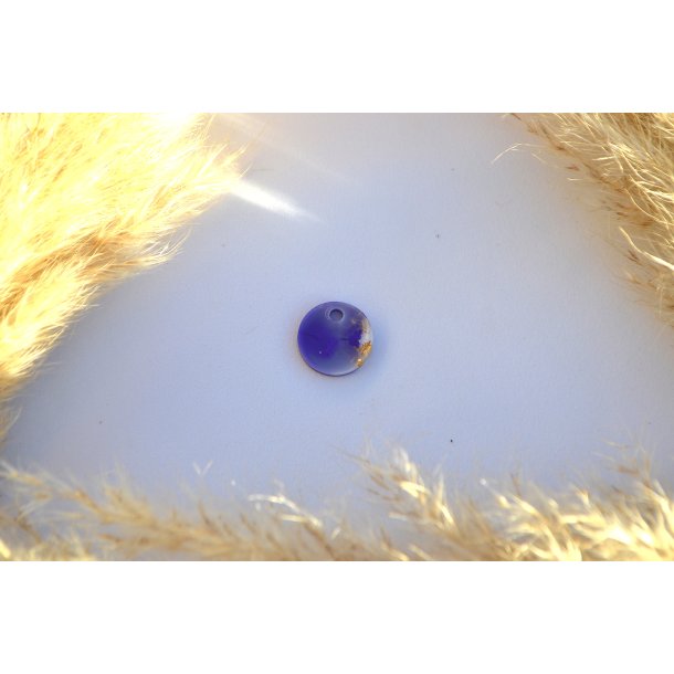 Hundetegn, mini rund, lilla shimmer, hvid og bladguld