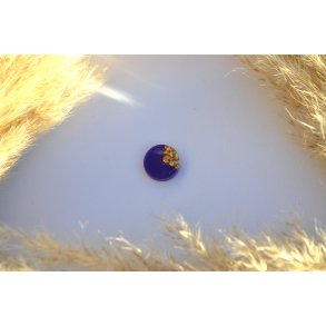 Hundetegn, mini rund, lilla shimmer med bladguld