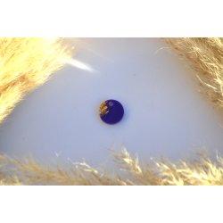 Hundetegn, mini rund, lilla shimmer med bladguld