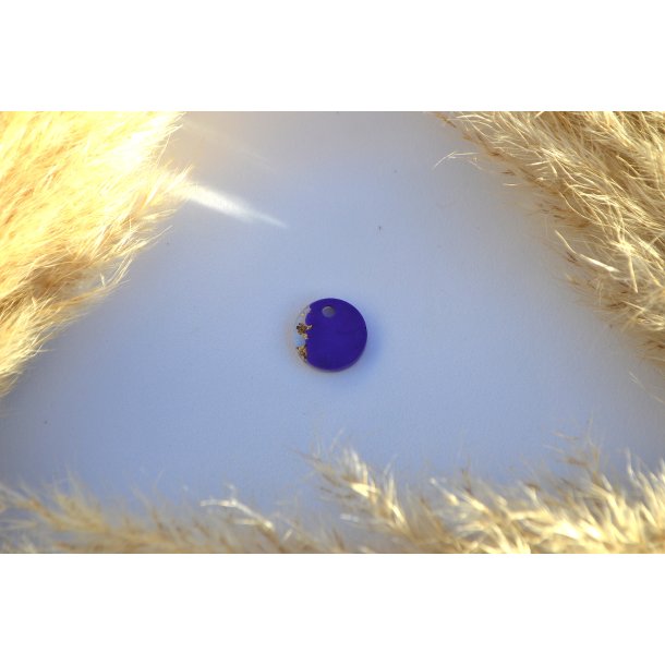 Hundetegn, mini rund, lilla shimmer, hvid og bladguld