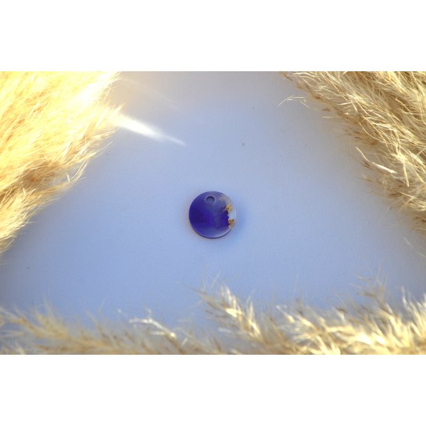 Hundetegn, mini rund, lilla shimmer, hvid og bladguld