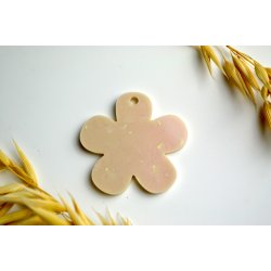 Hundetegn, stor blomst, beige holografisk med holografiske flager