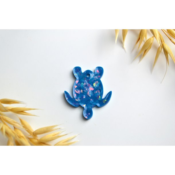 Hundetegn, lille skildpadde, bl med holografiske flager