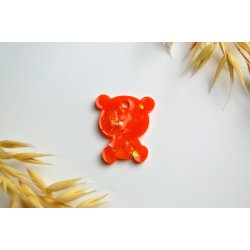 Hundetegn, lille bjrn, orange shimmer med holografiske flager