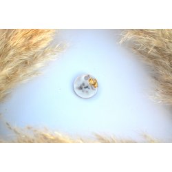 Hundetegn, lille rund, brun, hvid og bladguld