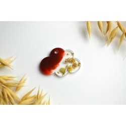 Hundetegn, lille sky, caramel med bladguld og blomst