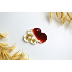 Hundetegn, lille sky, caramel med bladguld og blomst