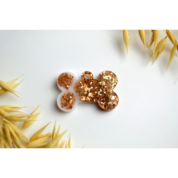 Hundetegn, lille k�dben, hvid med guldflager