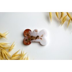 Hundetegn, lille k�dben, hvid med guldflager