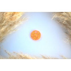 Hundetegn, lille rund, orange glitter