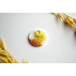 Hundetegn, lille rund, gul, hvid, glimmer og bladguld