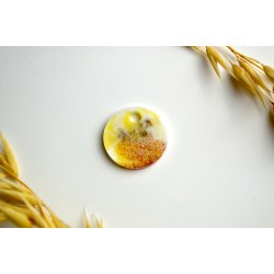 Hundetegn, lille rund, gul, hvid, glimmer og bladguld