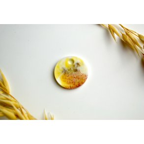 Hundetegn, lille rund, gul, hvid, glimmer og bladguld