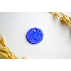 Hundetegn, lille rund, bl og lilla