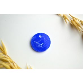 Hundetegn, lille rund, bl og hvid