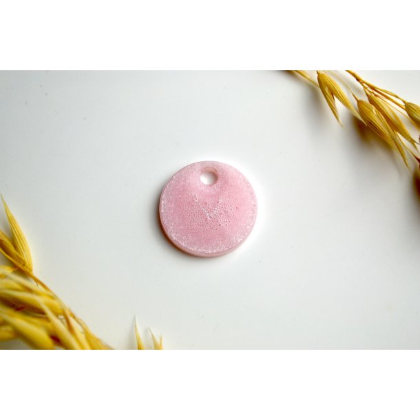 Hundetegn, lille rund, lyserd shimmer