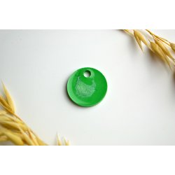 Hundetegn, lille rund, grn med shimmer