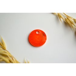 Hundetegn, lille rund, orange glitter