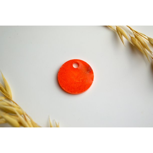 Hundetegn, lille rund, orange glitter