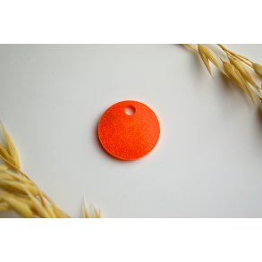 Hundetegn, lille rund, orange glitter