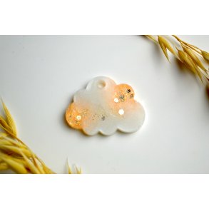 Hundetegn, lille sky, perlemor med glitter