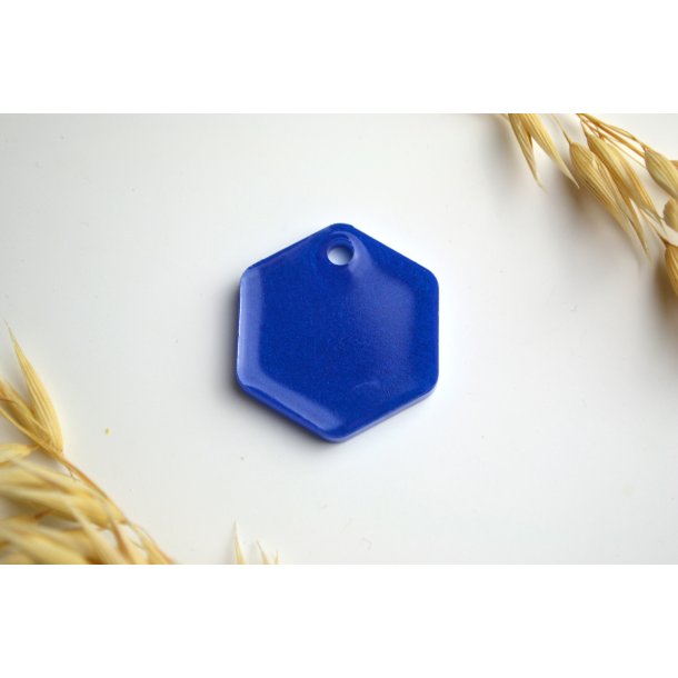 Hundetegn, mellem hexagon, bl shimmer