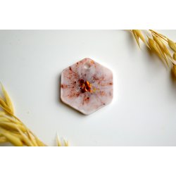 Hundetegn, mellem hexagon, hvid med glitter blade