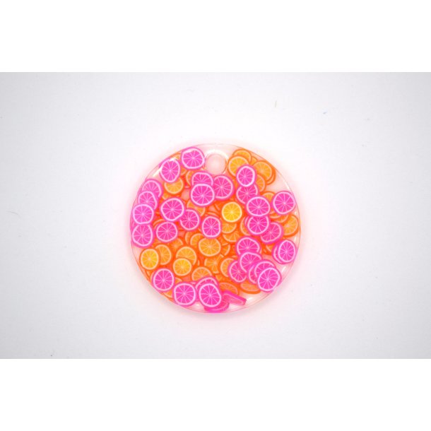 Hundetegn, stor rund, orange og pink appelsiner