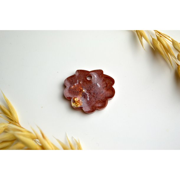 Hundetegn, lille musling, brun shimmer med bladguld