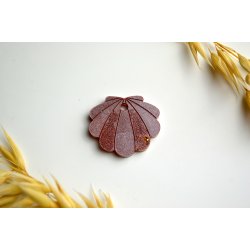 Hundetegn, lille musling, brun shimmer med bladguld