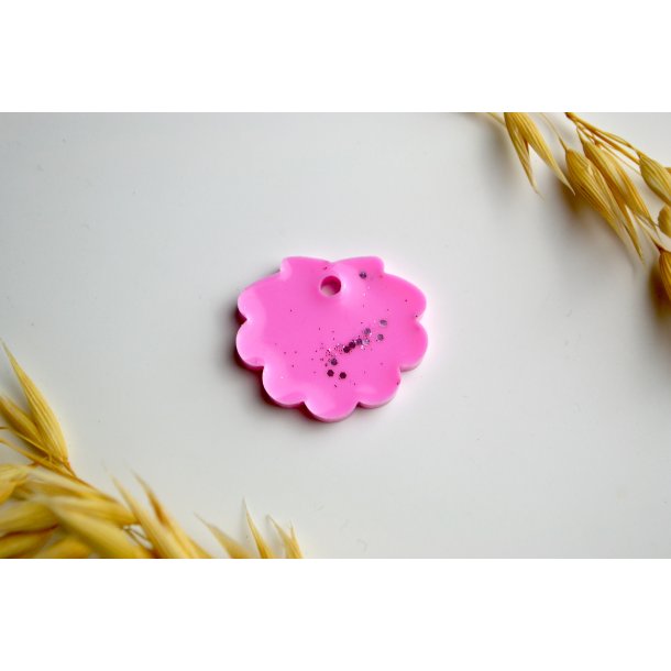 Hundetegn, lille musling, lyser�d med glitter