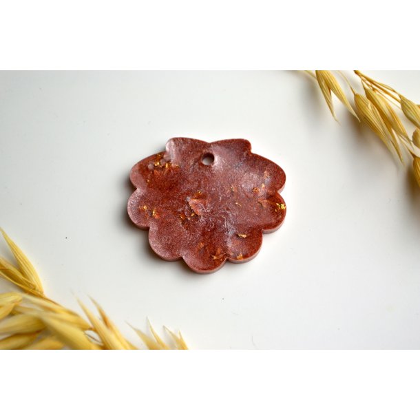 Hundetegn, stor musling, brun shimmer med bladguld