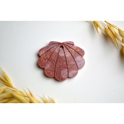 Hundetegn, stor musling, brun shimmer med bladguld