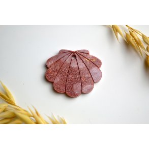 Hundetegn, stor musling, brun shimmer med bladguld