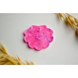 Hundetegn, stor musling, lyser�d shimmer med glitter og hjerter