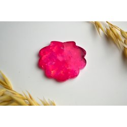 Hundetegn, stor musling, pink med holografiske flager