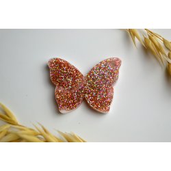 Hundetegn, stor sommerfugl, hvid med glimmer