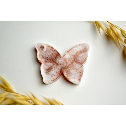 Hundetegn, stor sommerfugl, hvid med glimmer