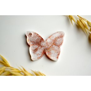 Hundetegn, stor sommerfugl, hvid med glimmer