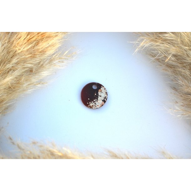 Hundetegn, lille rund, brun, hvid, guld flager