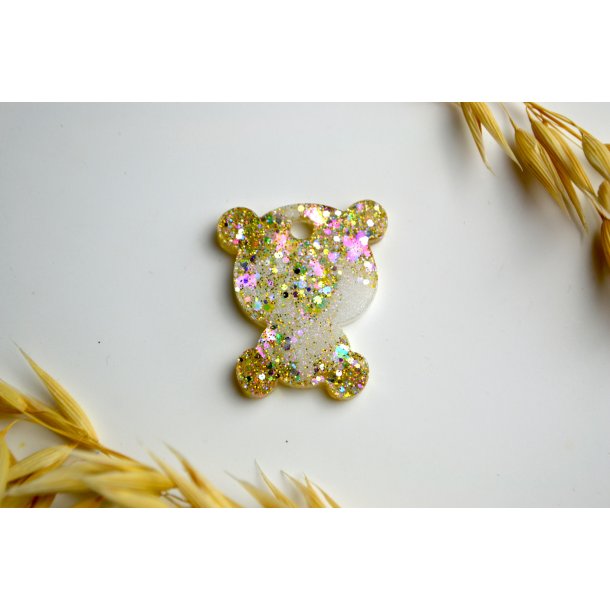 Hundetegn, lille bjrn, perlemor shimmer med glitter