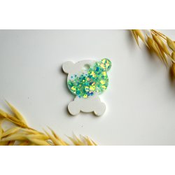 Hundetegn, lille bjrn,perlemor shimmer med glitter